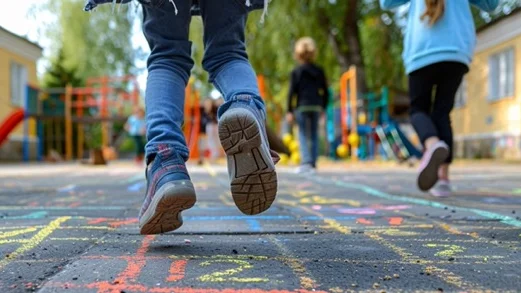 Hüpfende, spielende Kinder