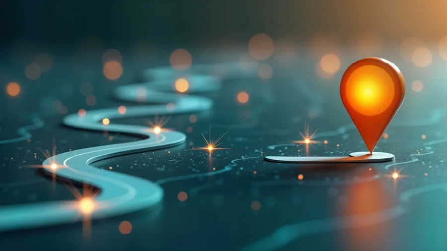 Digitaler Pfad führt zu Standort-Symbol