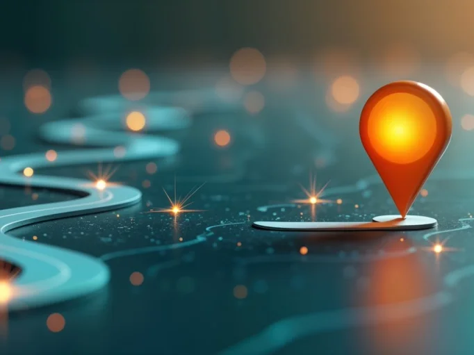 Digitaler Pfad führt zu Standort-Symbol