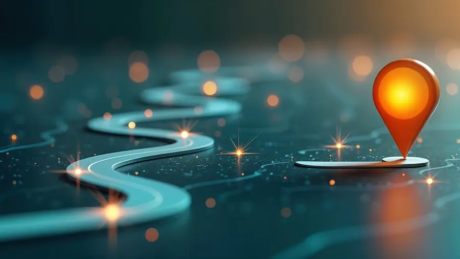 Digitaler Pfad führt zu Standort-Symbol